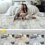 8x10 Area Rugs for Living Room - Washable Rug Modern Abstract Soft Large Neutral Non-Slip Carpet Indoor Floor Stain Resistant Thin Carpets for Bedroom Dining Room Farmhouse Nursery Home Office Grey - Image 7