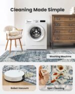 8x10 Washable Area Rug, Low-Profile Large Area Rug with Non-Slip Backing & Durable Edge Binding, Vintage Large Rugs for Living Room, Bedroom, Dining Room - Image 7