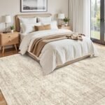 Washable Area Rug 8x10, Large Soft Rugs for Living Room Vintage Beige Carpet 8x10 Area Rugs for Bedroom Dining Room Non-Slip Stain Resistant Under Table Rug - Image 2