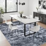 5x7 Area Rug Living Room Rug: Washable Modern Abstract Soft Thin Rug Indoor Floor No Slip Stain Resistant Carpet for Bedroom Dining Room Farmhouse Nursery Home Office - Black - Image 5