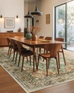 Area Rugs 8'x10' Washable Non-Slip, Floral Vintage Distress Print Pattern Medallion Carpet for Living Room Bedroom Dining Room, Brick Red Rust Neutral Brown Burnt Orange Green - Image 4